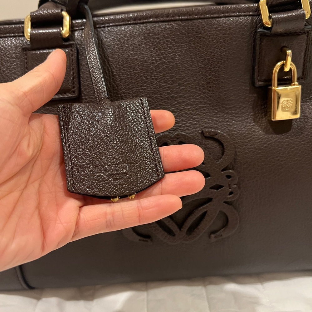 Loewe Amazona Leather Tote Bag in brown Dark Brown Leather - Picture 6 of 15